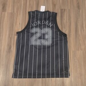 Nike Air Jordan Mesh Basketball Black Jersey Pinstripe Tank Top Men's Large NWT